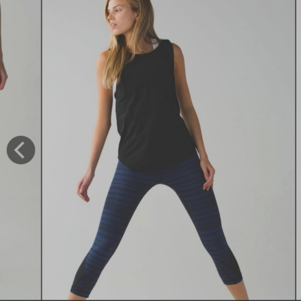 Lululemon Run Inspire Crop Mesh Luxtreme Good Vibes Deep Navy Black Blue Tights